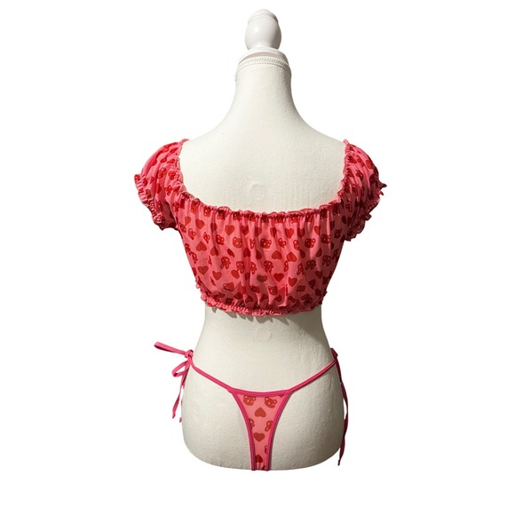 Pink Heart & Bear Print Two-Piece Set – No Size Tag (See Measurements) - Picture 3 of 5